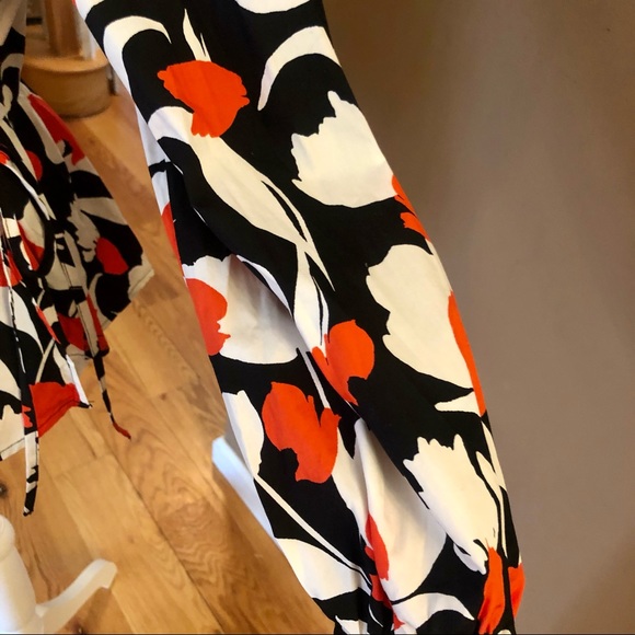 Who What Wear Sz. Medium NWT Wrap Shirt Black, White, Tangerine - Picture 8 of 14